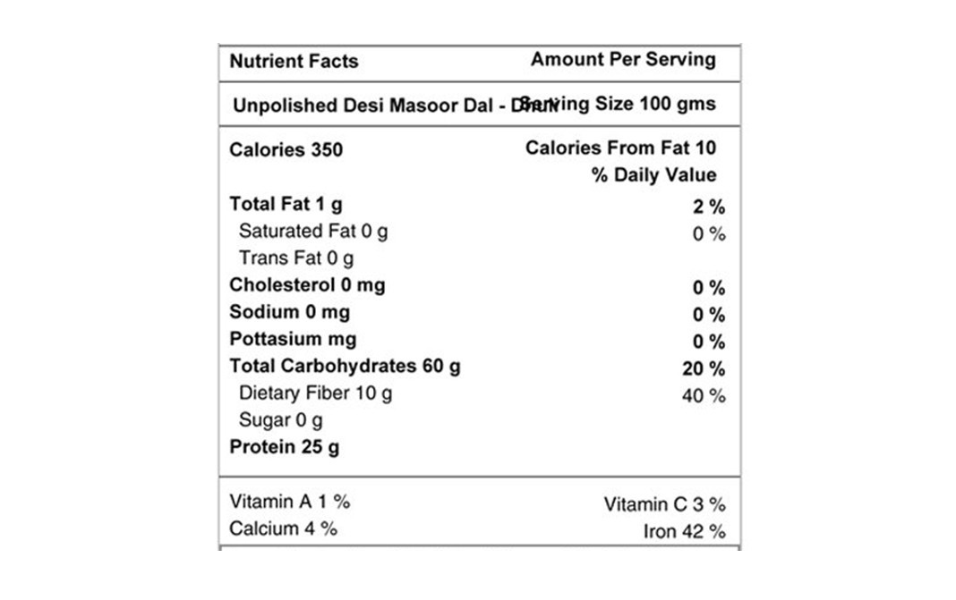 Ekgaon Unpolished Desi Masoor Dal-(Dhuli)    Pack  1 kilogram